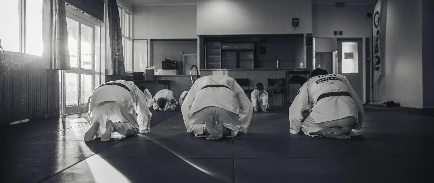Blenheim Judo Club members bowing on the mat